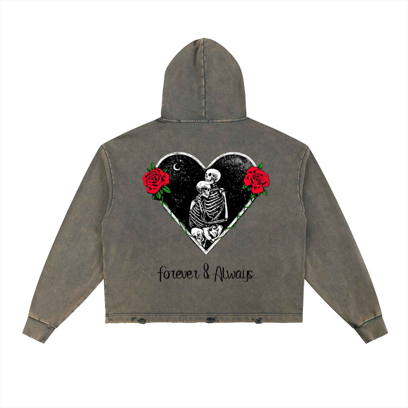 Vintage Washed Frayed-Hem Hoodie