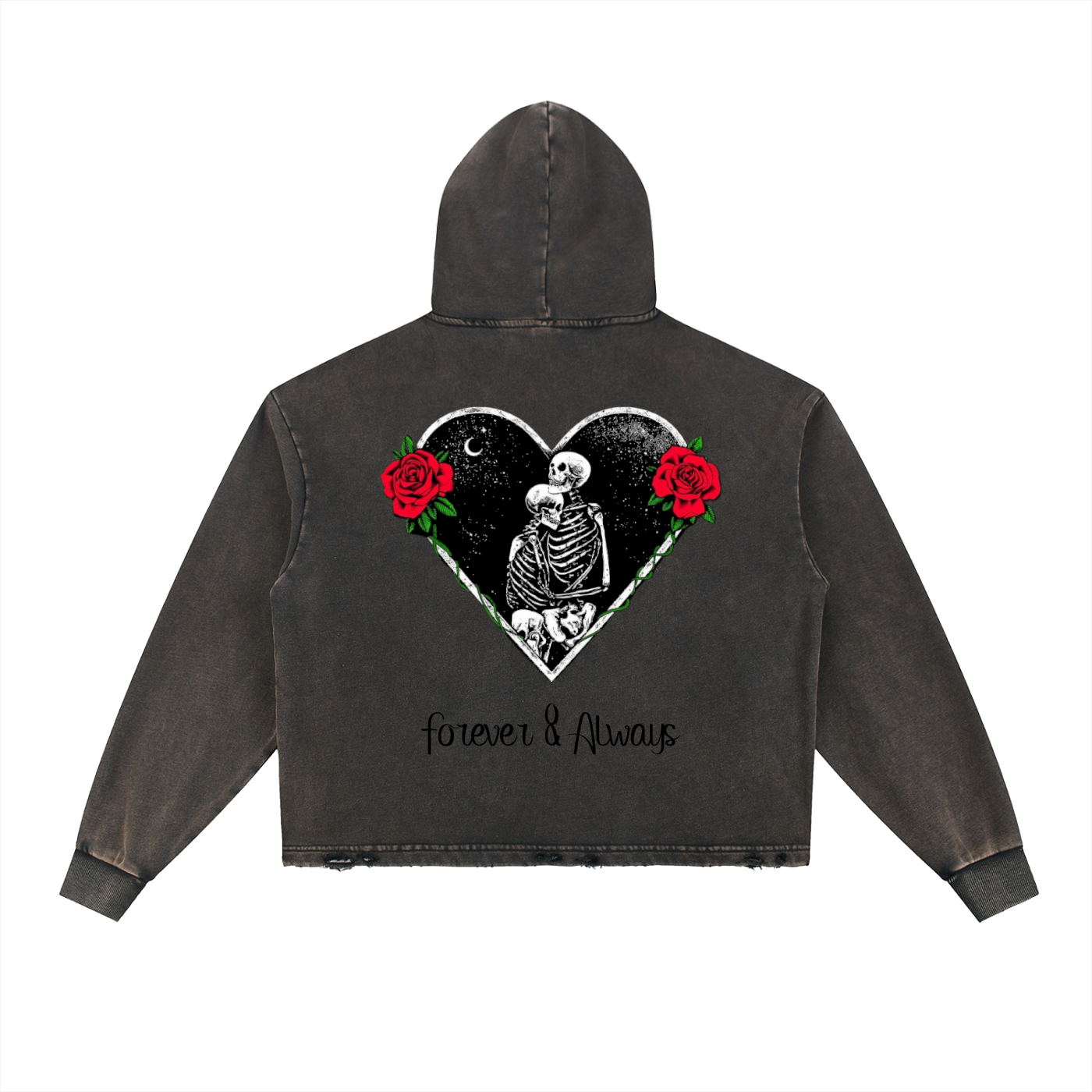 Vintage Washed Frayed-Hem Hoodie