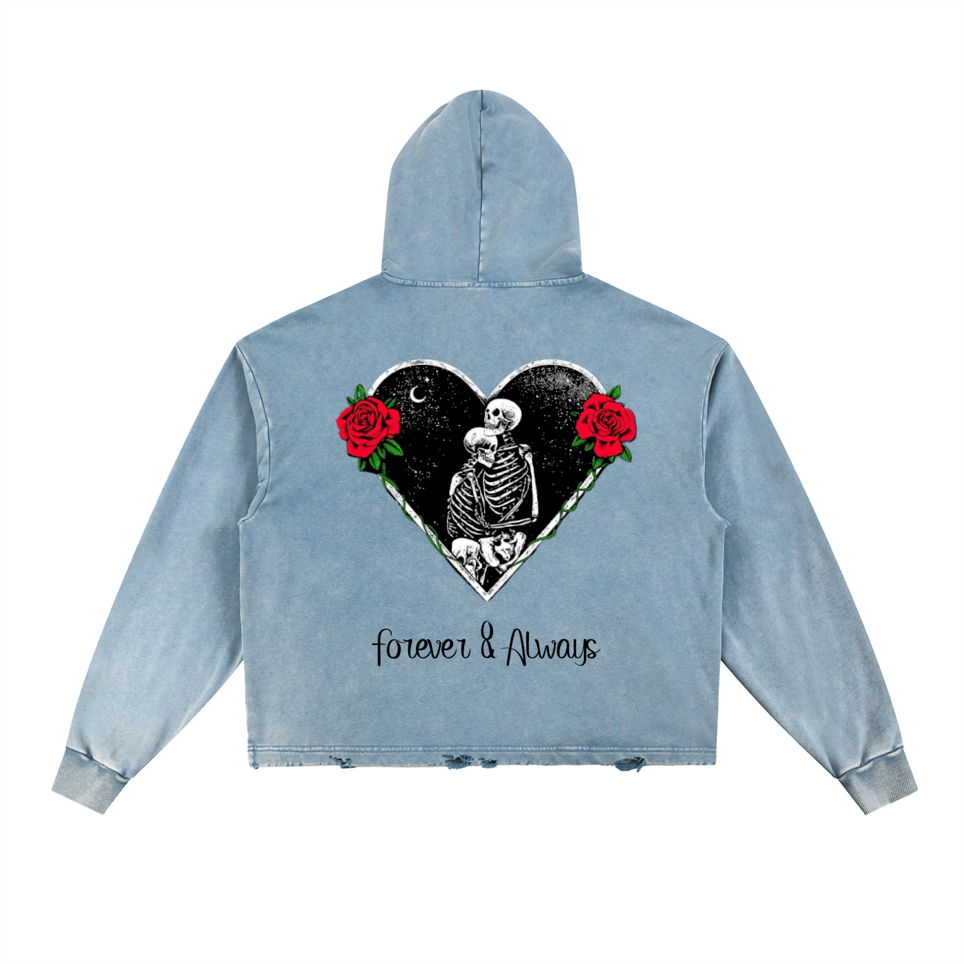 Vintage Washed Frayed-Hem Hoodie