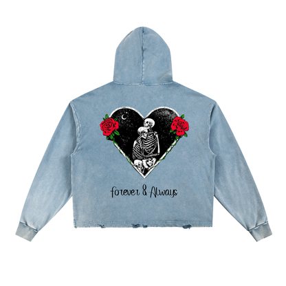 Vintage Washed Frayed-Hem Hoodie