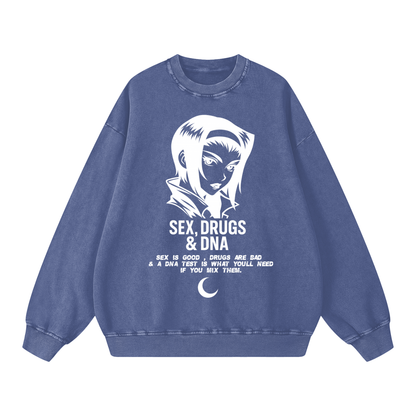 UCE SEX DRUGS AND DNA Snow Washed Oversized Sweatshirt (CUSTOM)