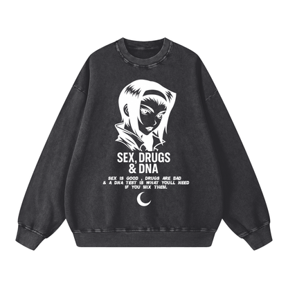 UCE SEX DRUGS AND DNA Snow Washed Oversized Sweatshirt (CUSTOM)