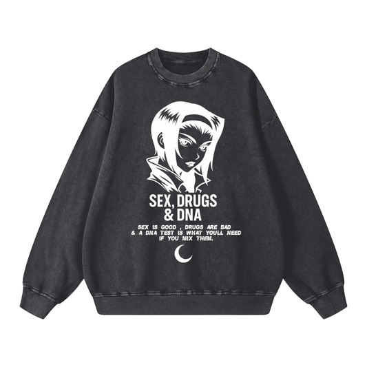 UCE SEX DRUGS AND DNA Snow Washed Oversized Sweatshirt (CUSTOM)